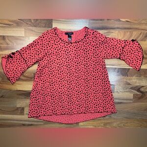 Ali Miles Polk A Dot Women’s Top Red/black Some Medium 3/4 Sleeve Art Colorful